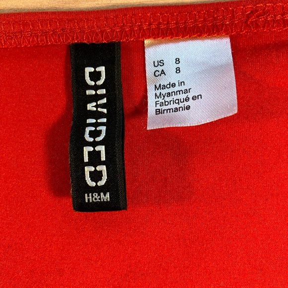 H&M Divided Red Wrap Dress Size 8 - Picture 2 of 6